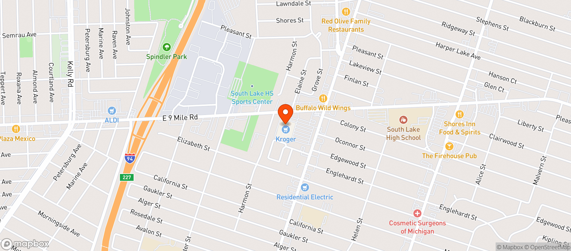 Map showing Kroger
