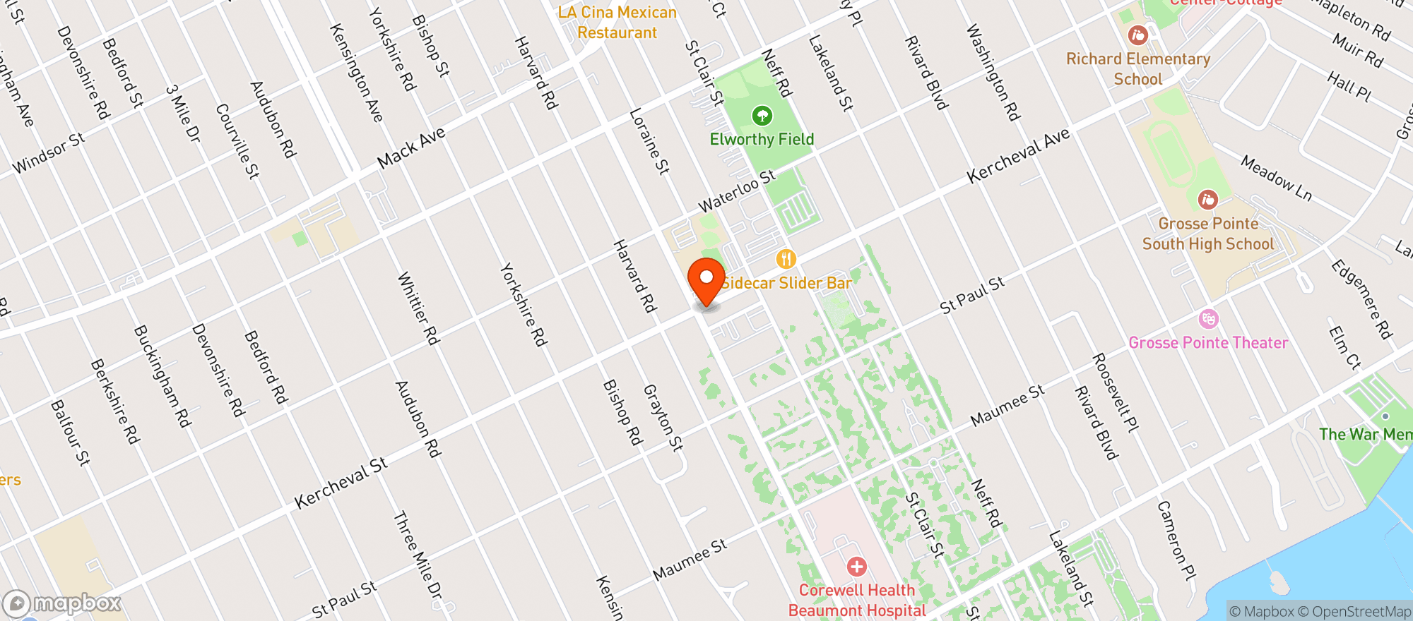 Map showing Notre Dame Pharamacy
