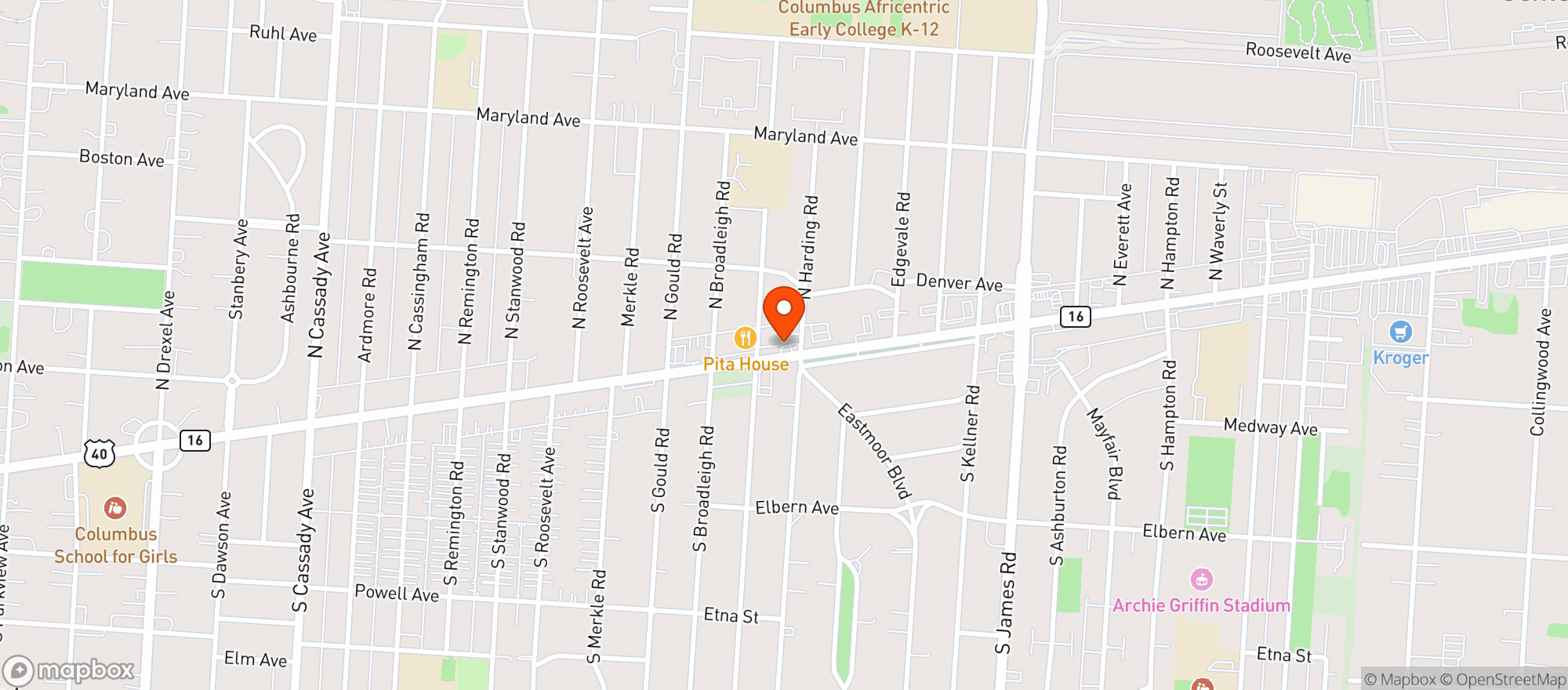 Map showing Sunoco  E Broad St