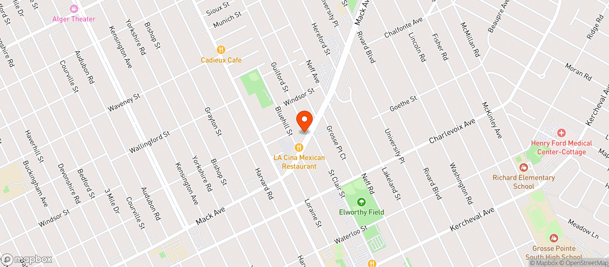 Map showing Parkies Party Store