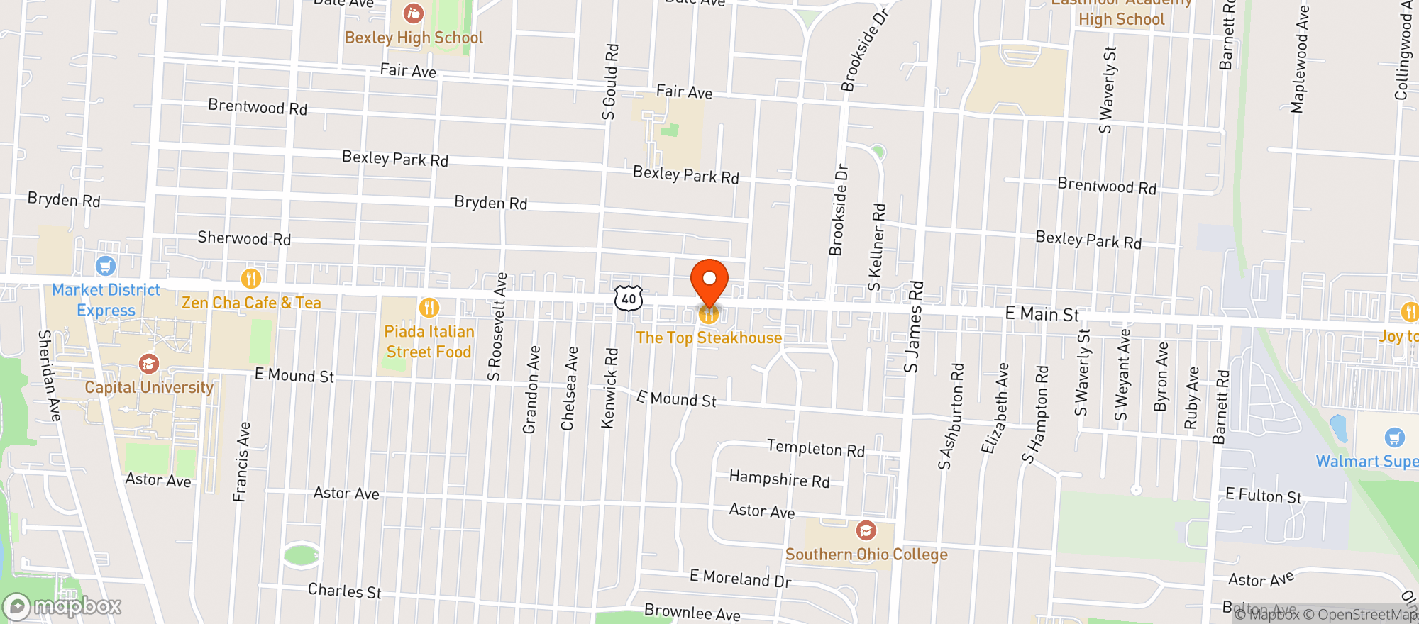 Map showing The Top Steak House