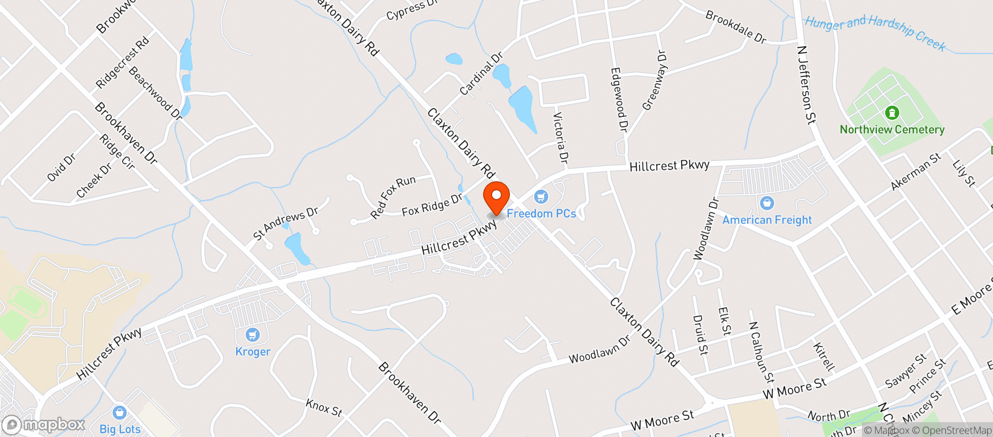 Map showing Shamrock Beverage Mart