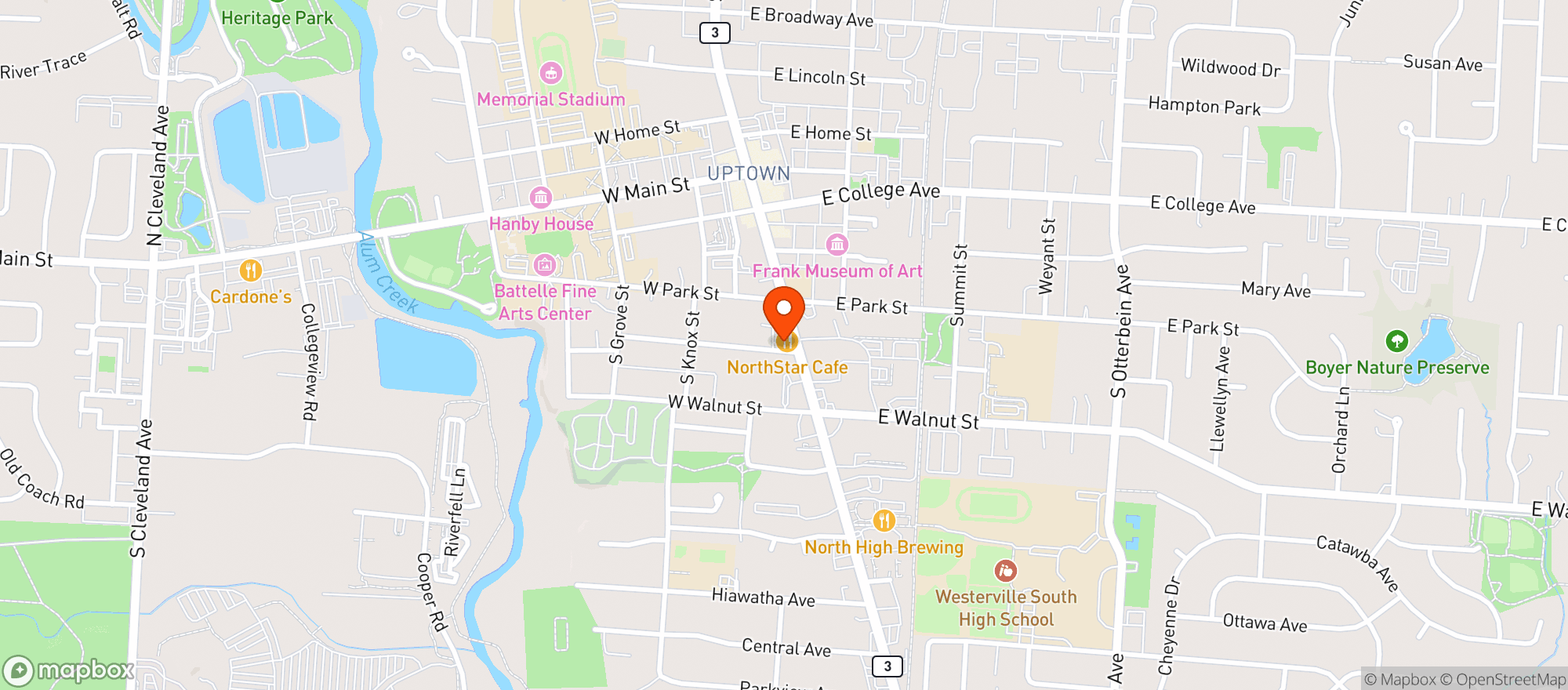 Map showing Northstar Cafe