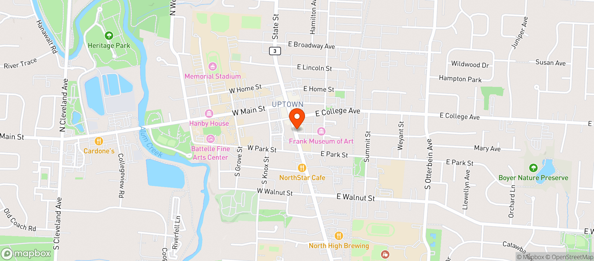 Map showing High Bank Distillery Co