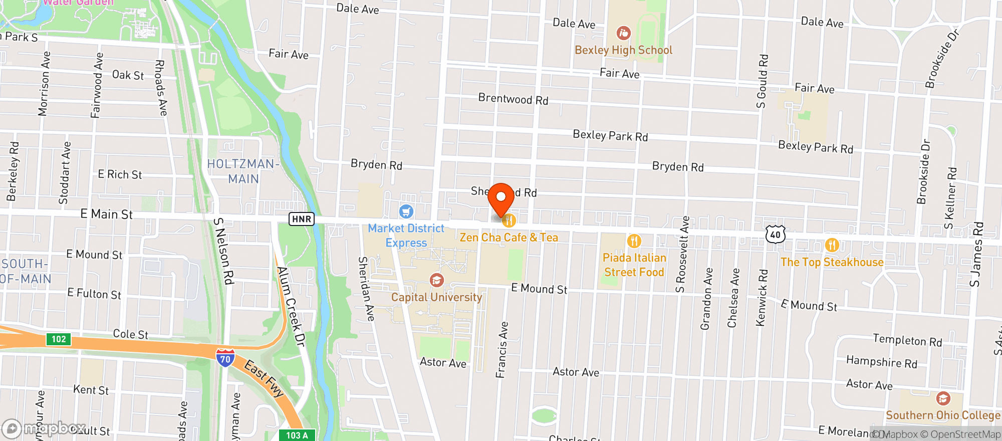 Map showing Harvest Pizzeria