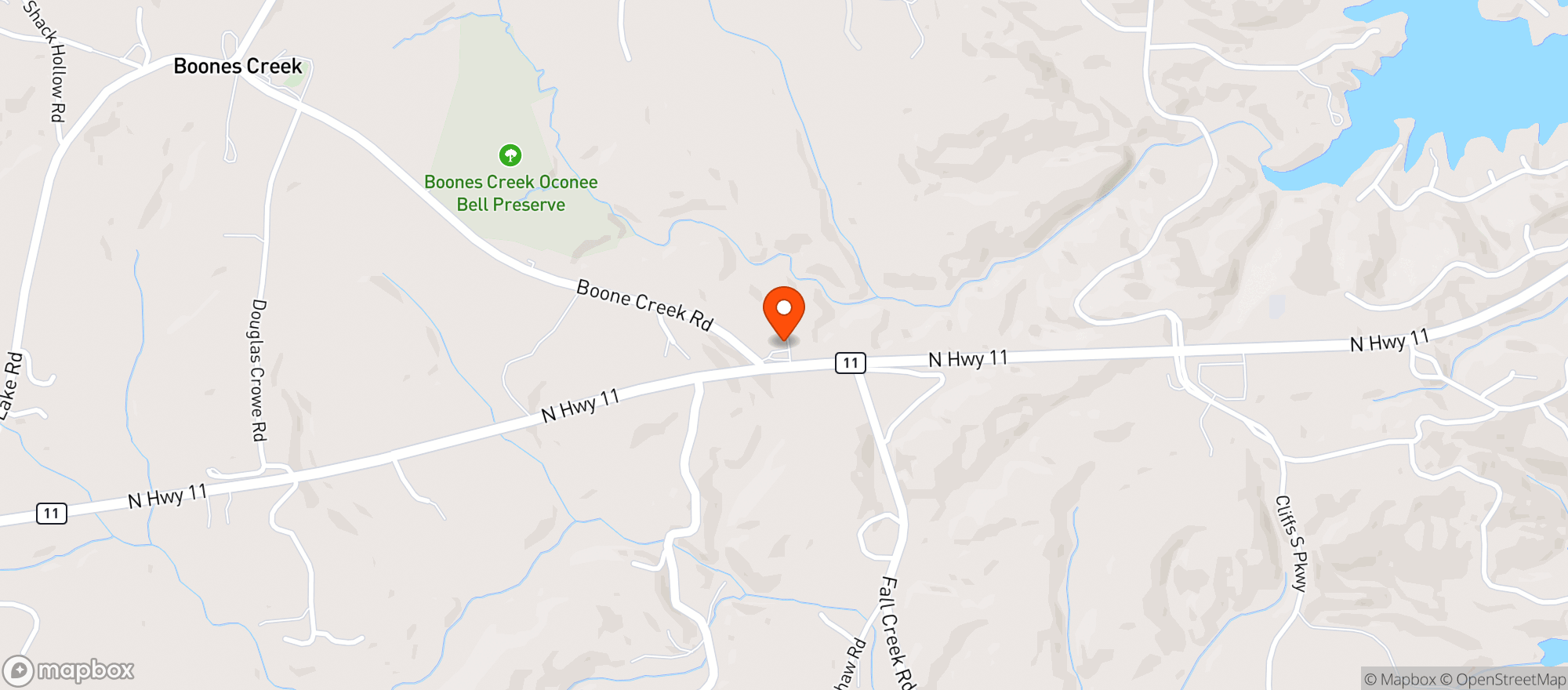 Map showing Keowee Lake Shop