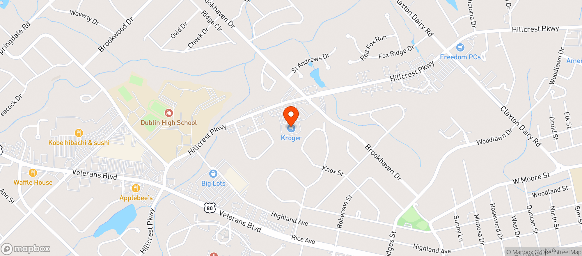Map showing Kroger