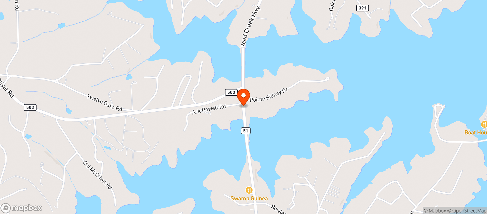 Map showing Lakeside Food Mart