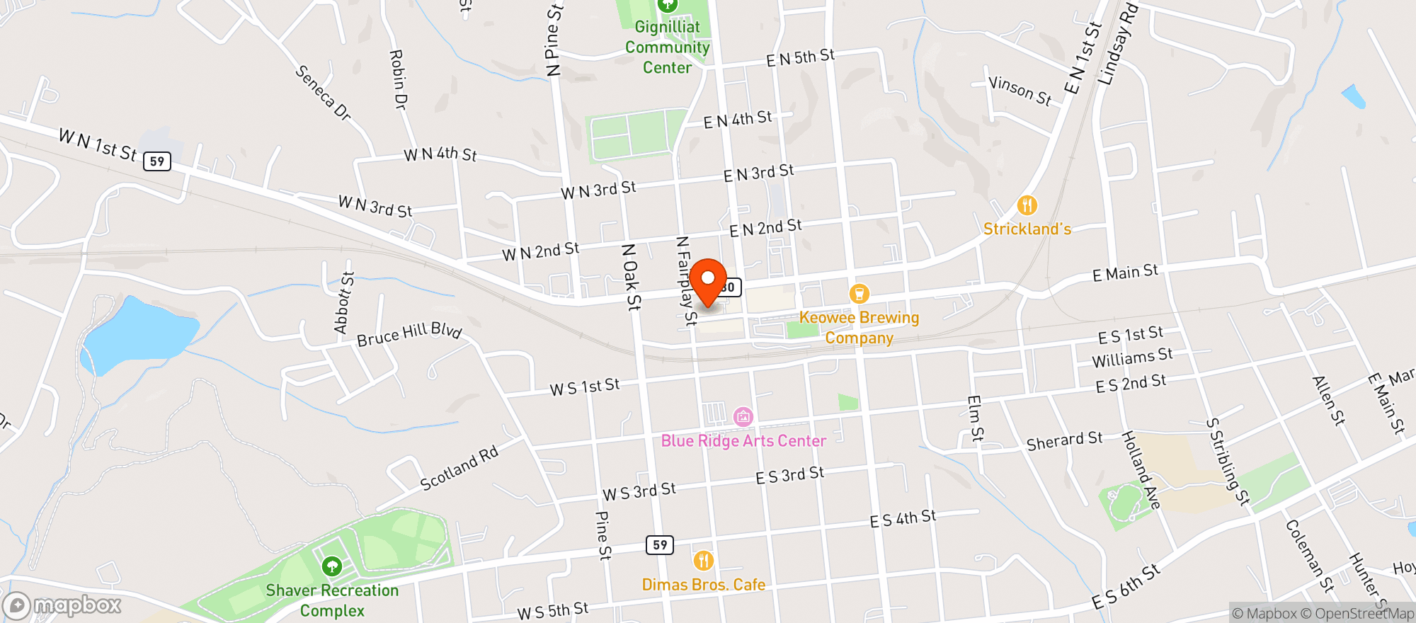 Map showing BREWS on the Alley