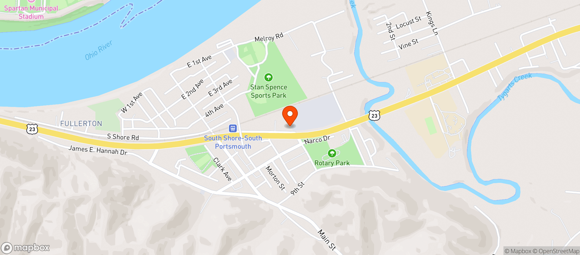 Map showing South Shore Beverage