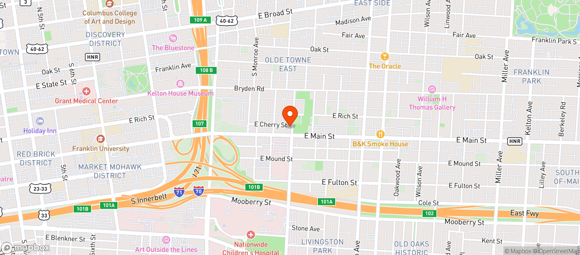 Map showing East Main St Smokeshop