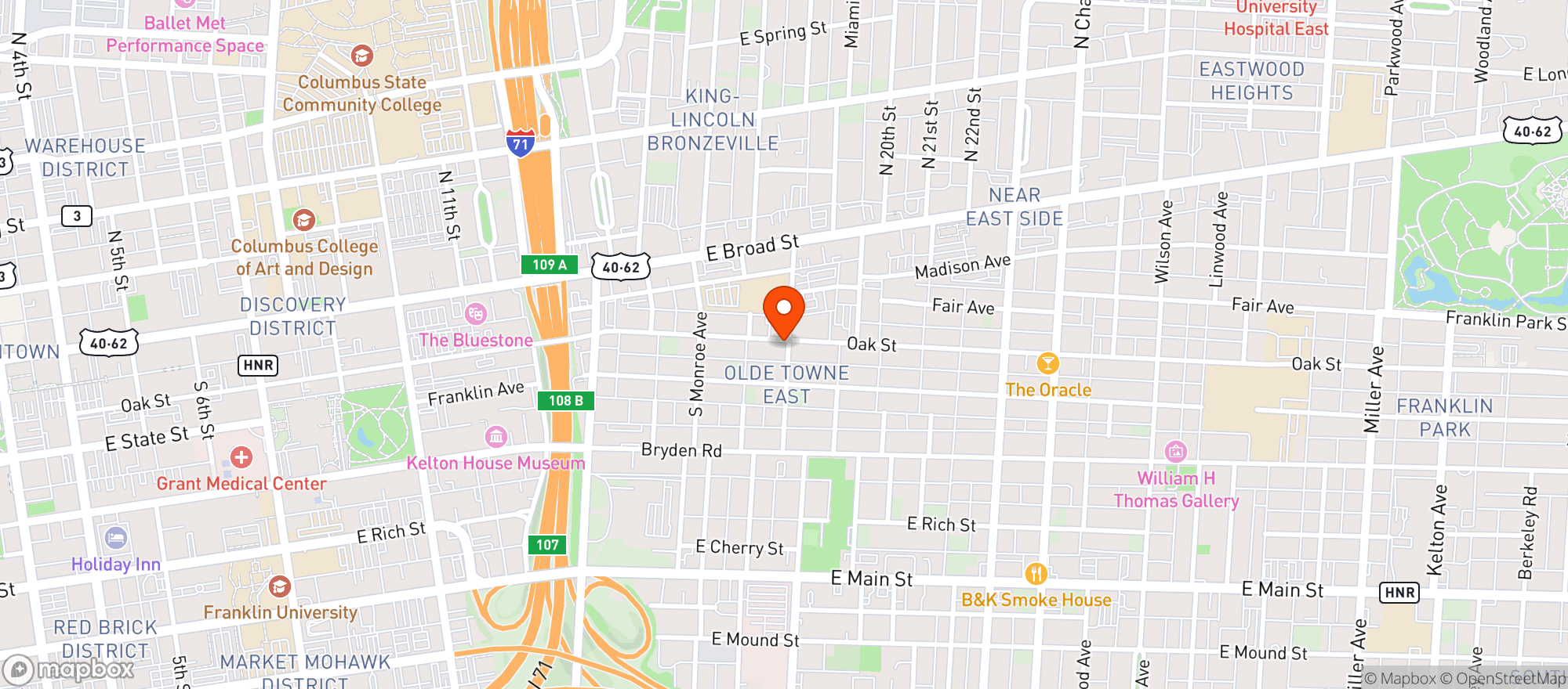 Map showing Olde Towne Tavern