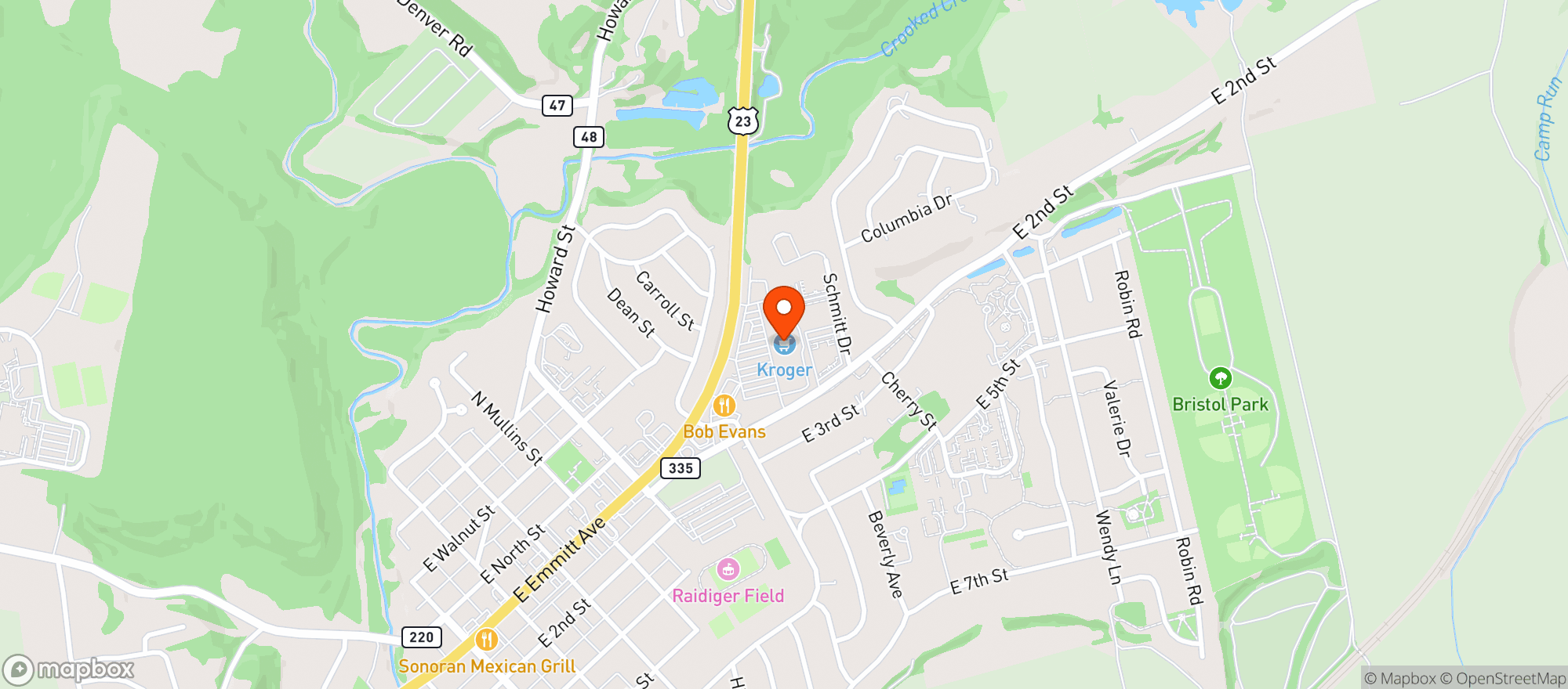 Map showing Kroger