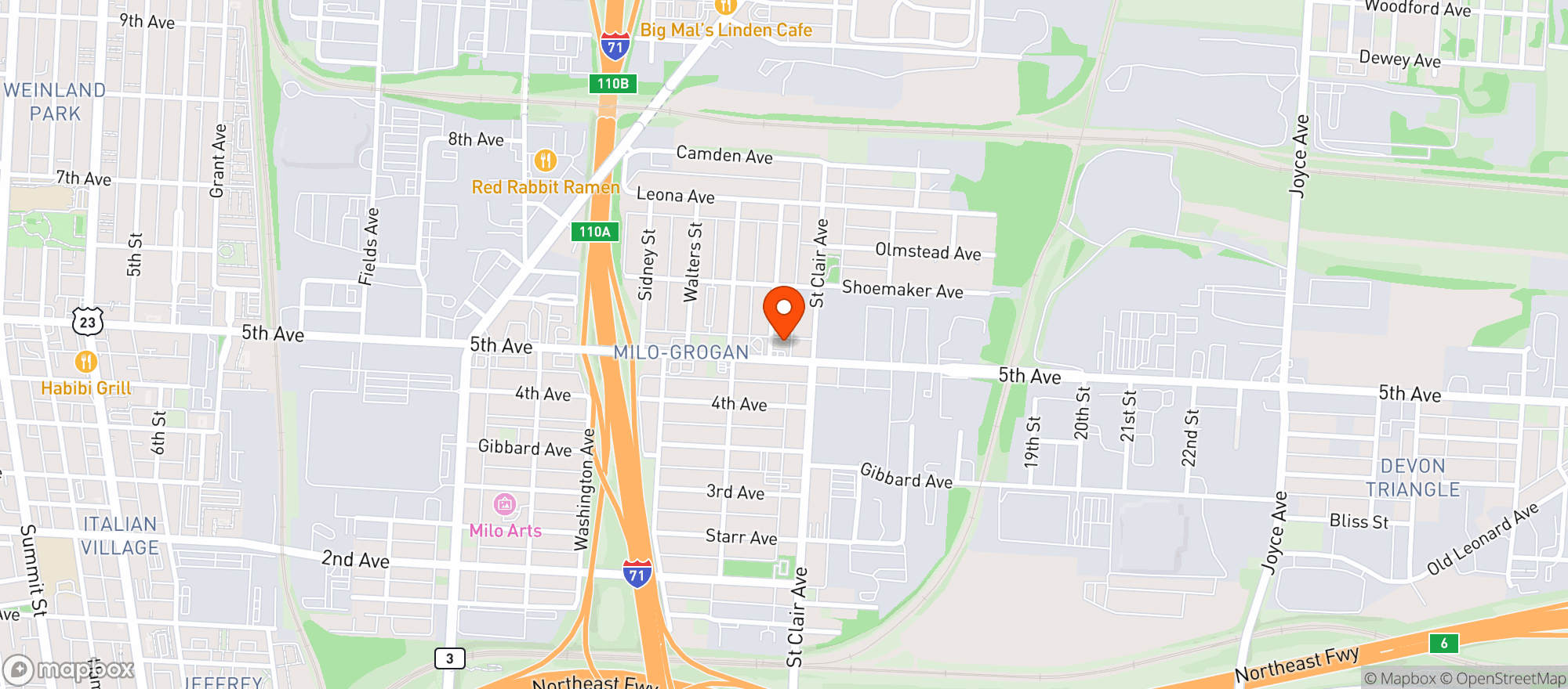 Map showing Express Mart