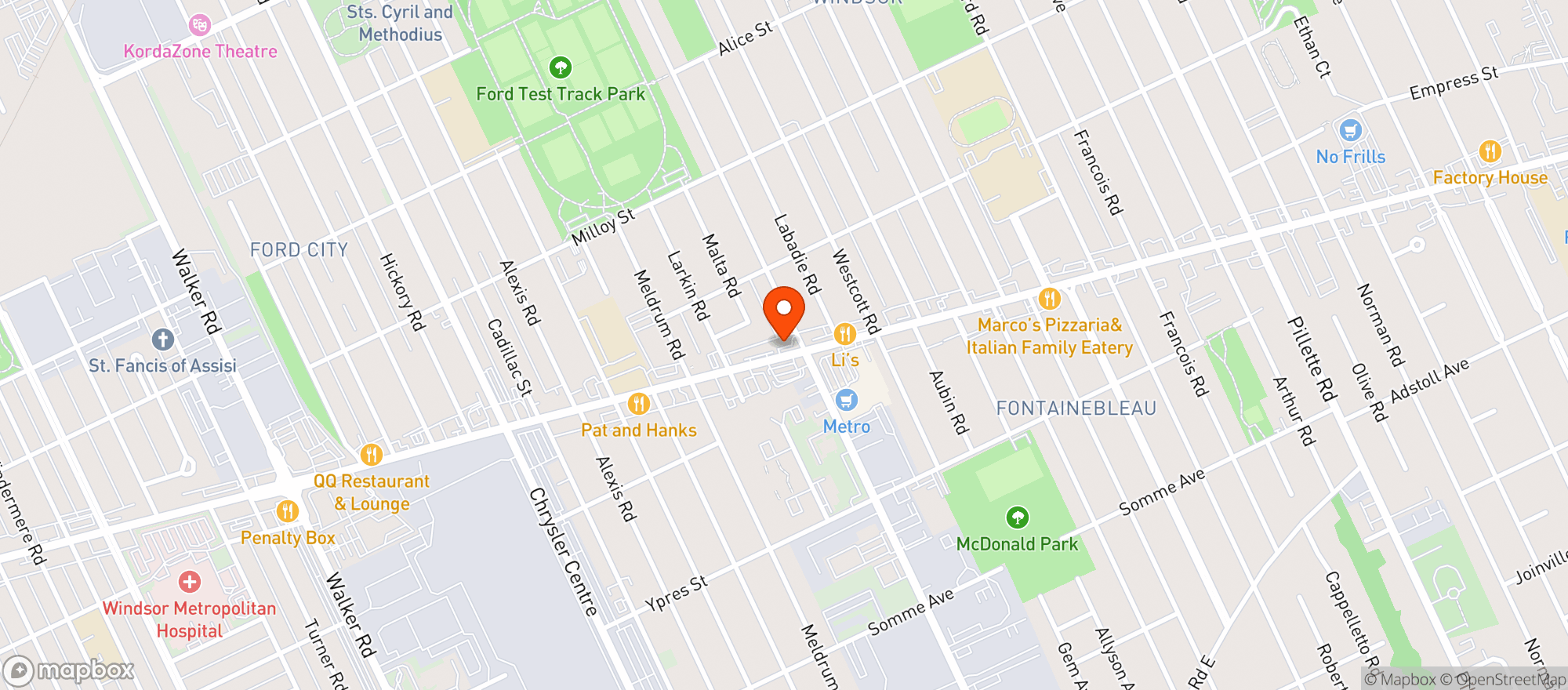 Map showing Greentown
