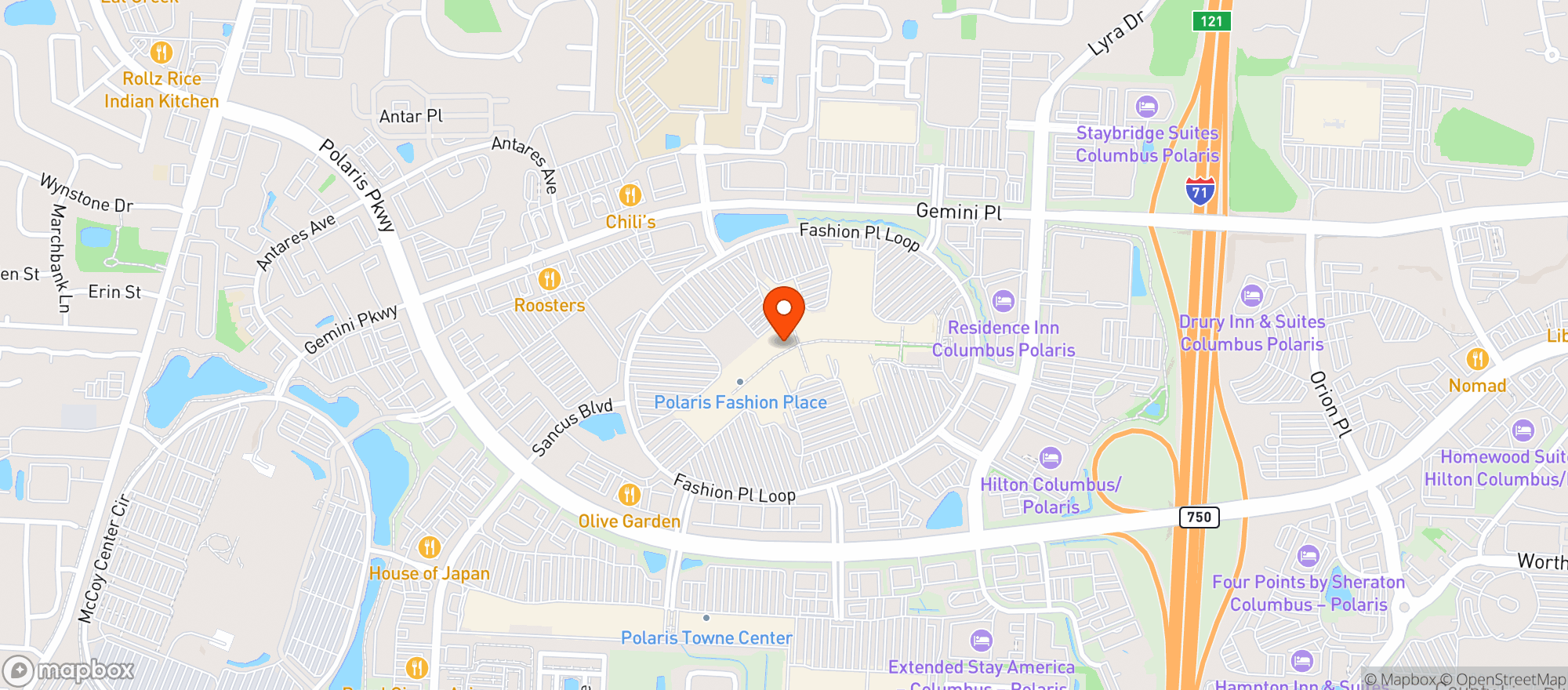 Map showing Williams Sonoma