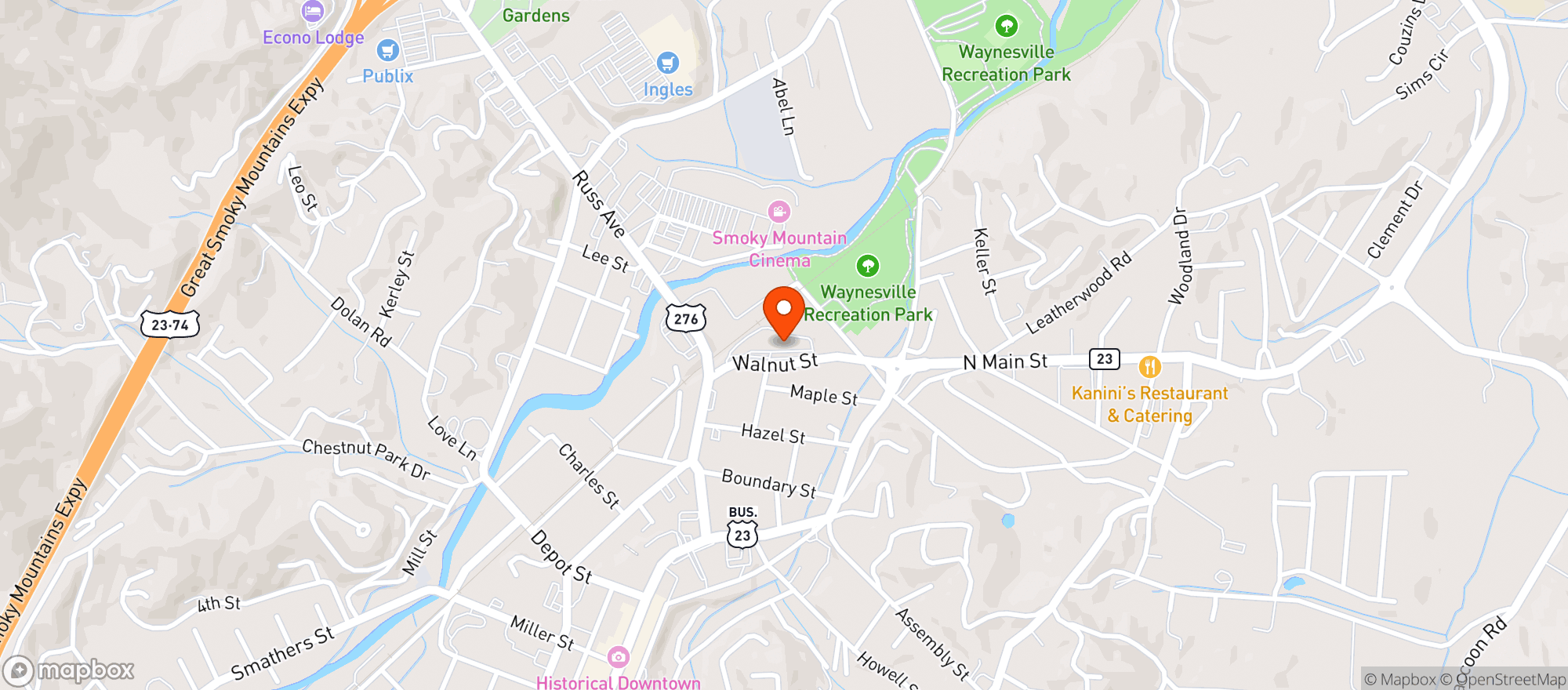 Map showing Jiffy Shop