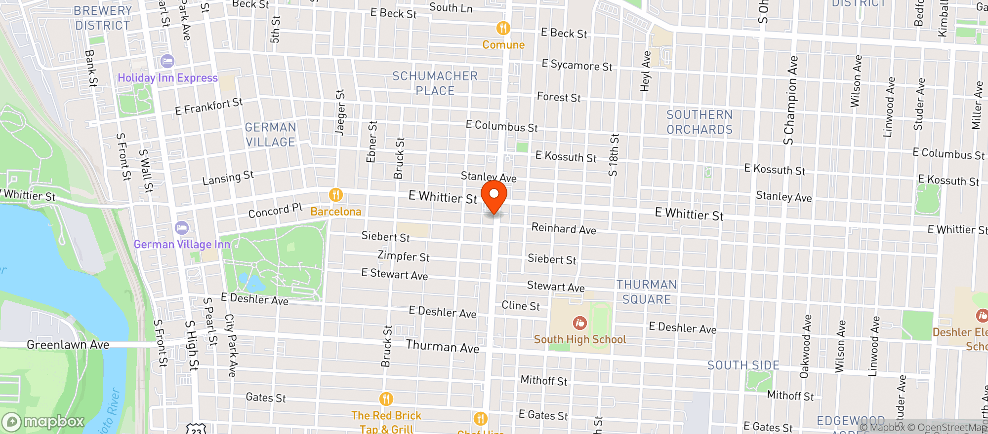 Map showing Marathon - Parsons Ave