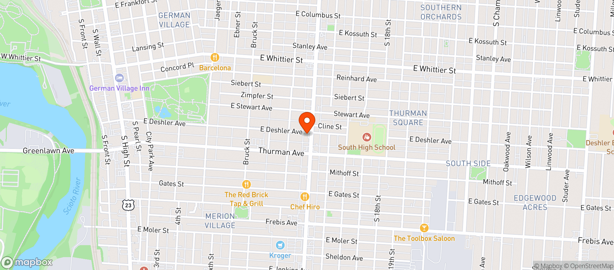 Map showing Bushmans Food Mkt Inc
