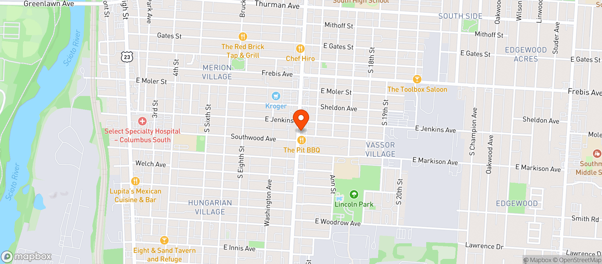 Map showing Parsons Express