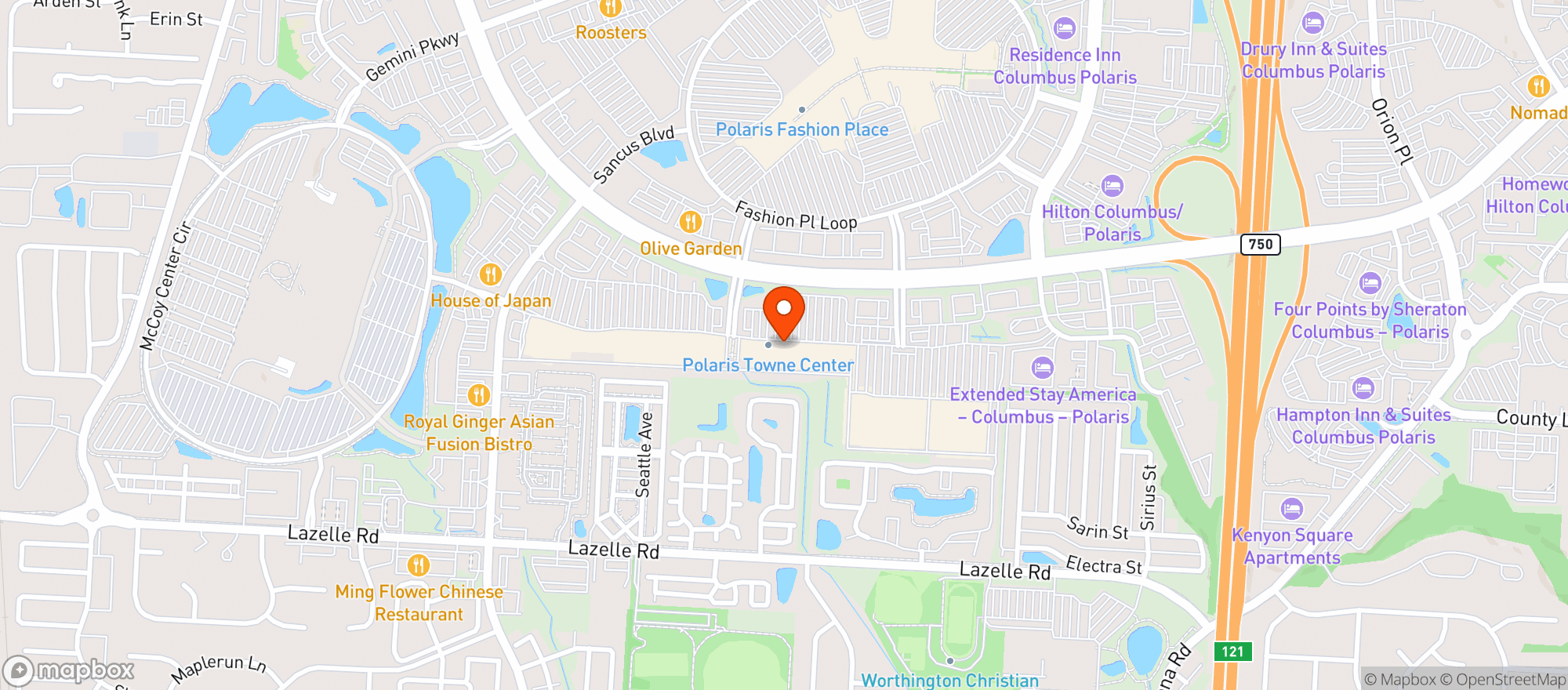 Map showing World Market Polaris