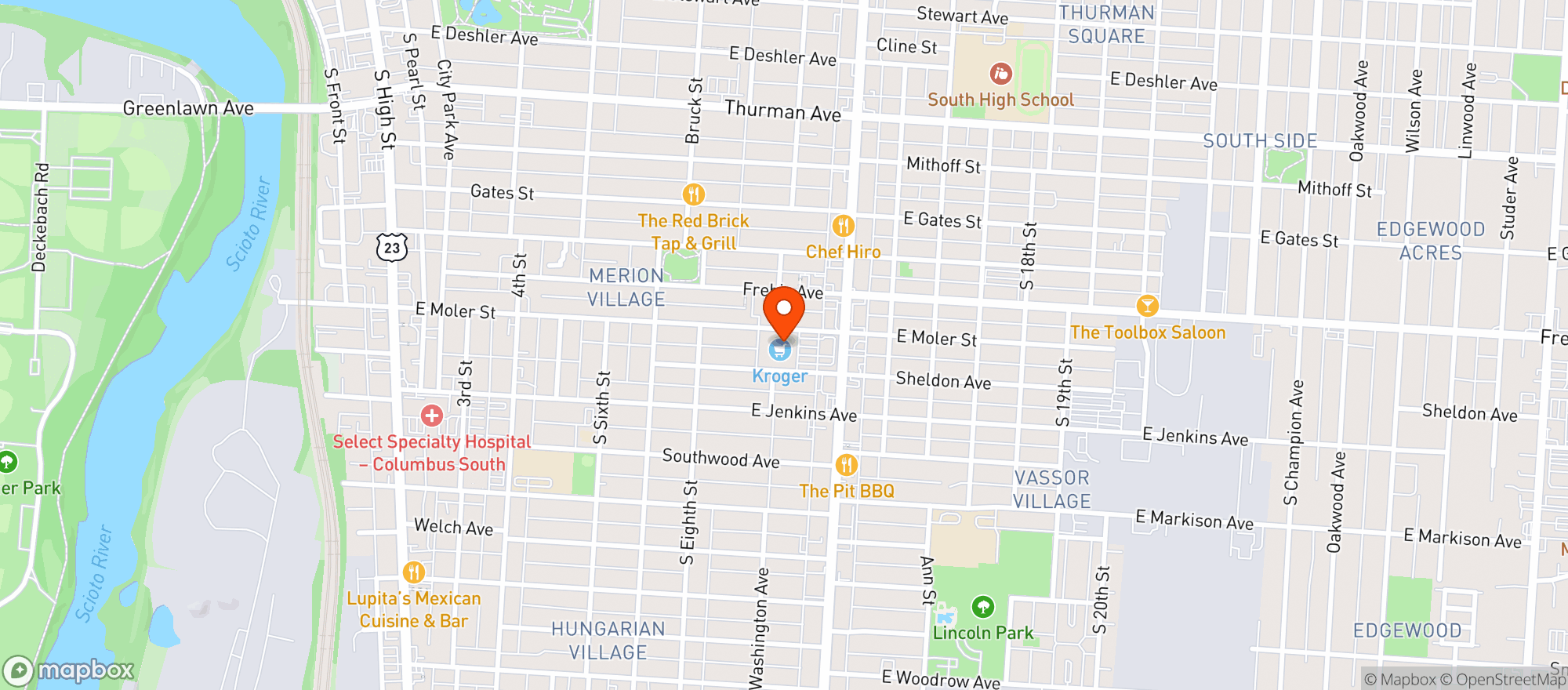 Map showing Kroger