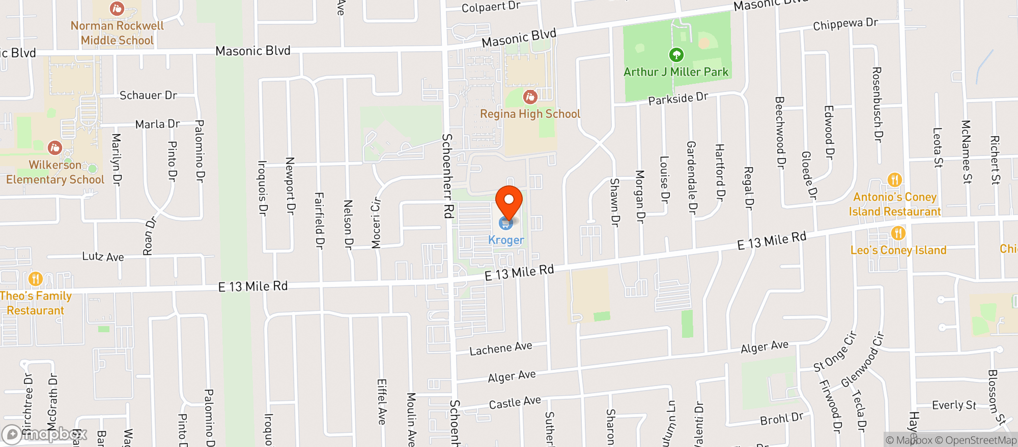 Map showing Kroger