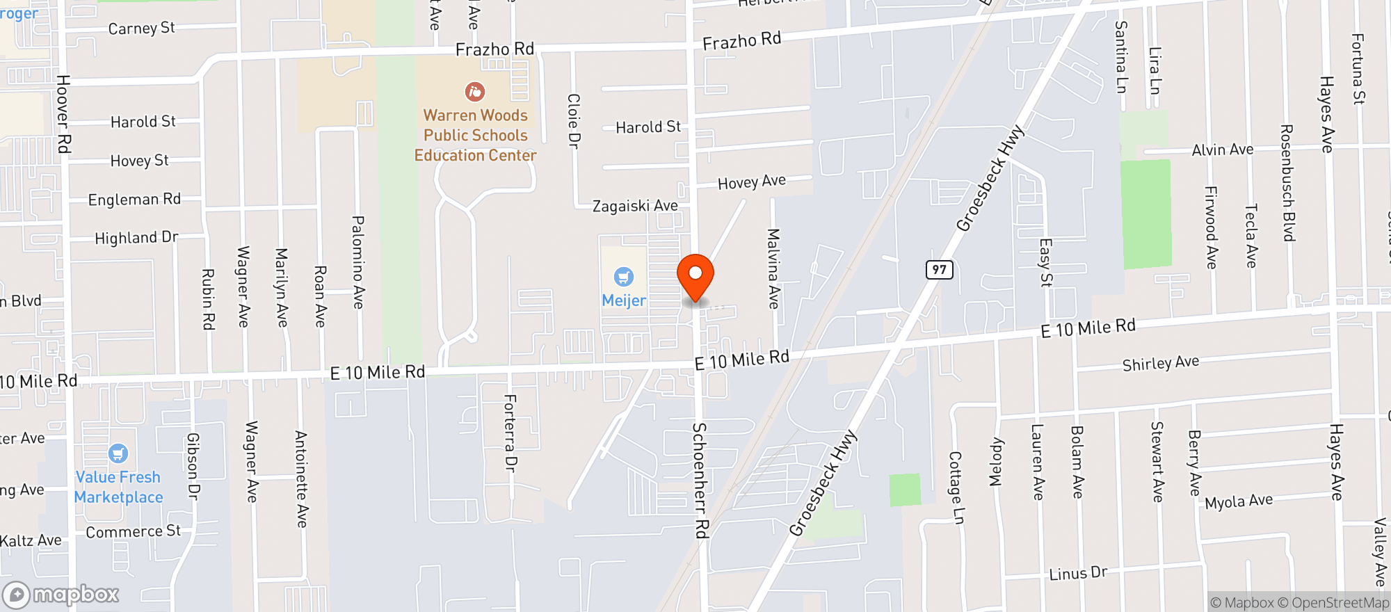 Map showing Meijer Supermarket