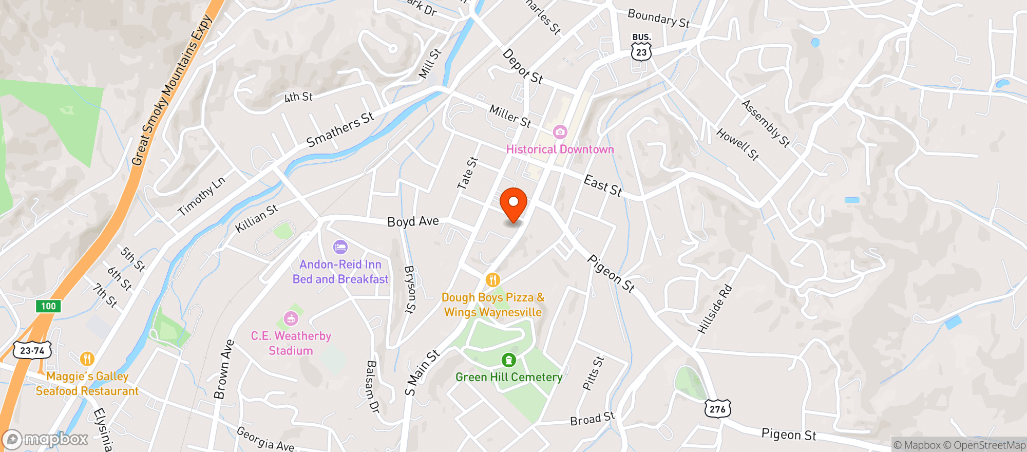 Map showing Apotheca, Waynesville