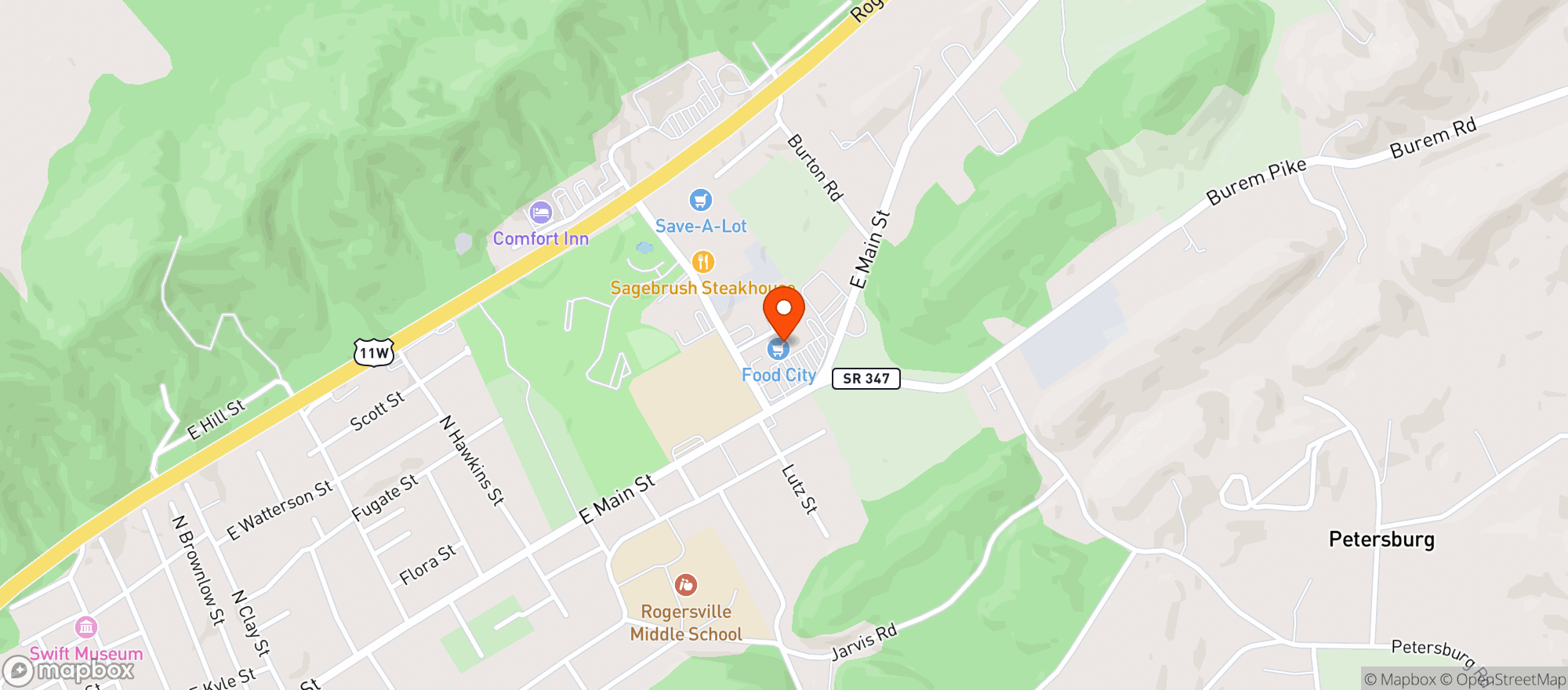 Map showing Food City