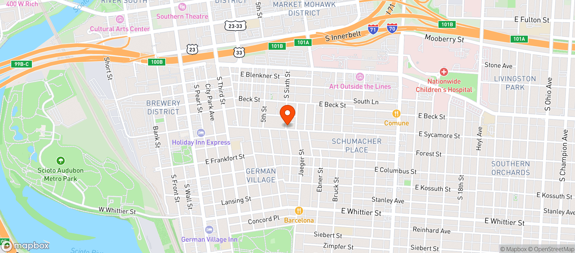Map showing Sycamore Cafe