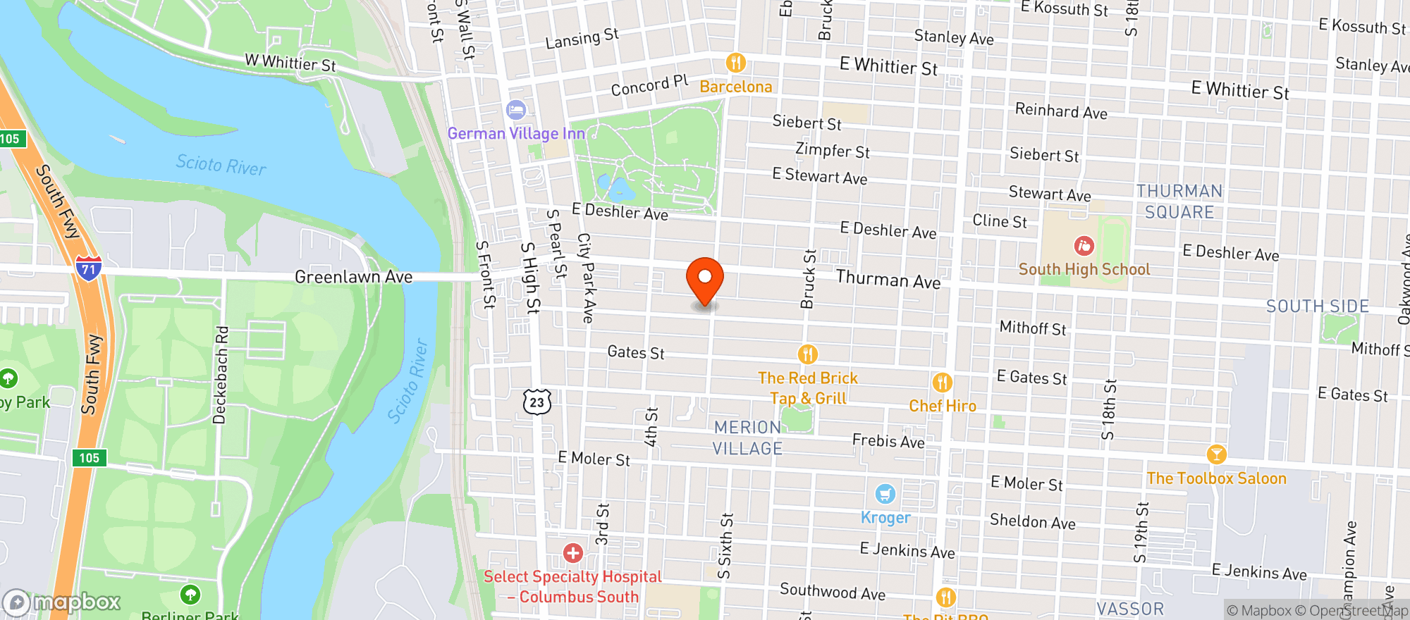 Map showing Mid City Garage