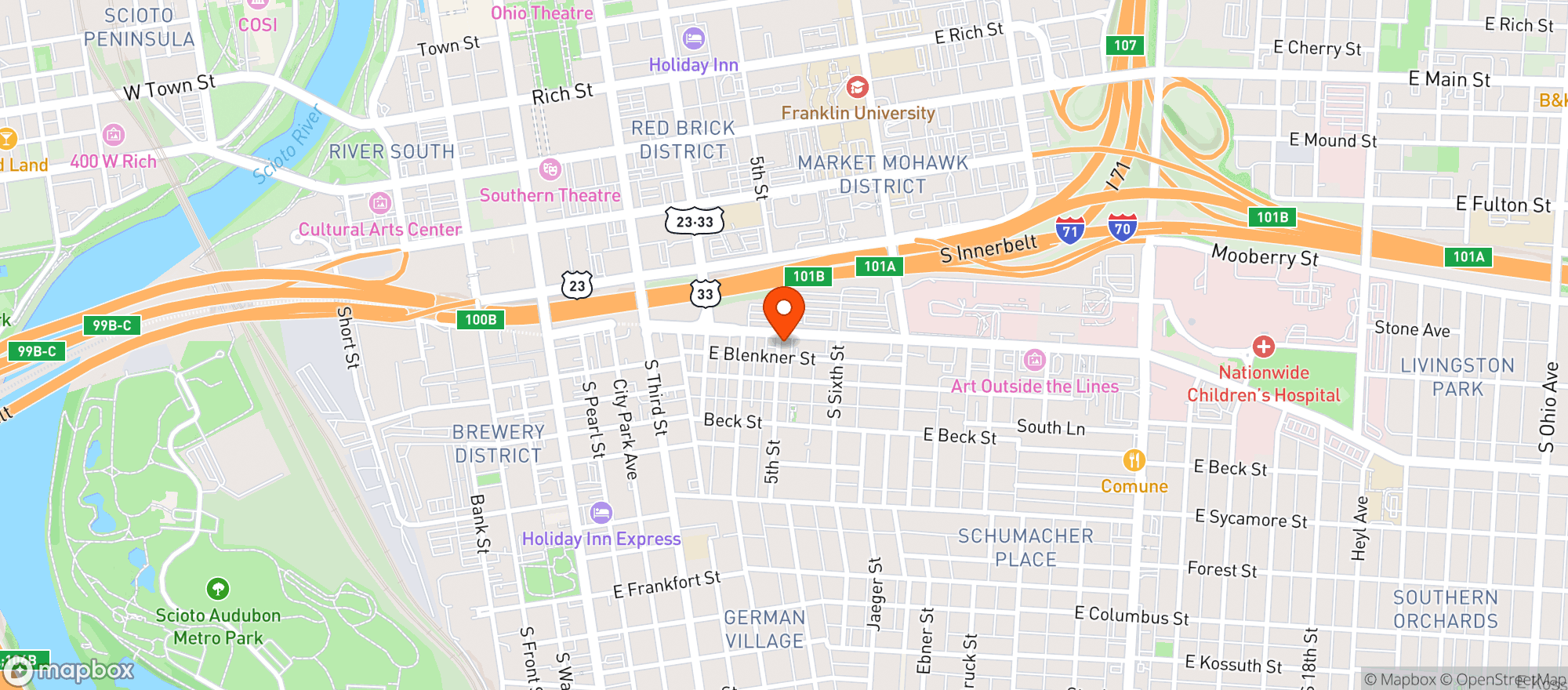 Map showing The Kitchen