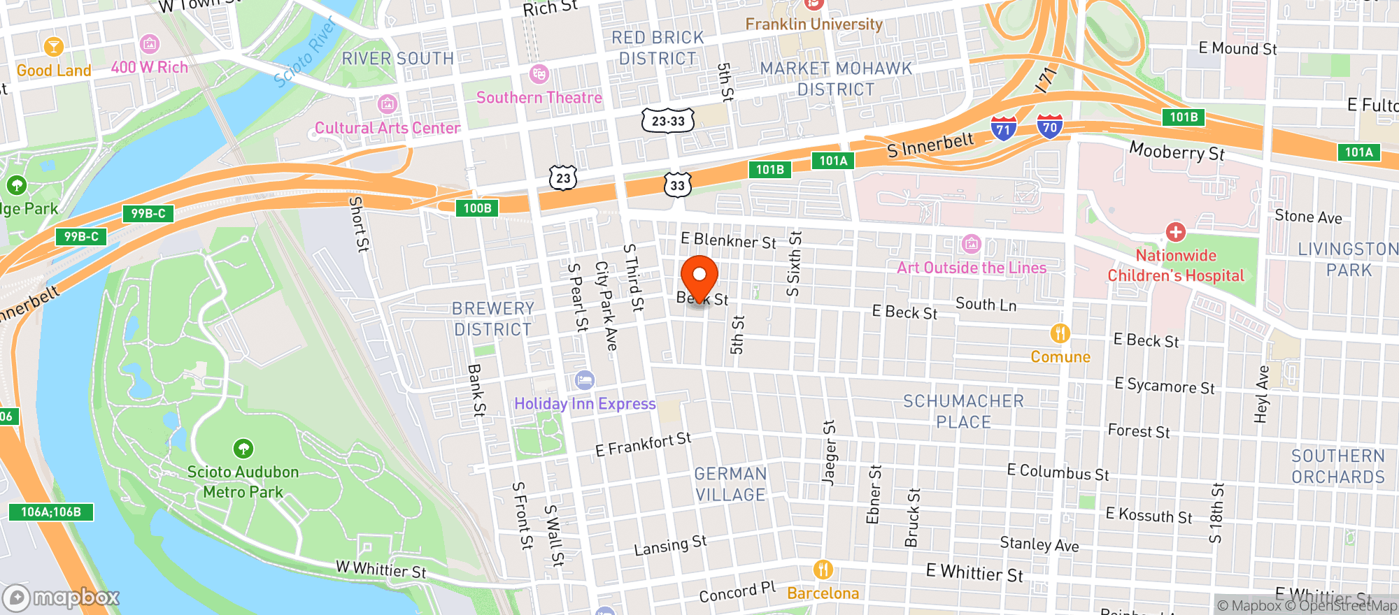 Map showing Lindey's Patio