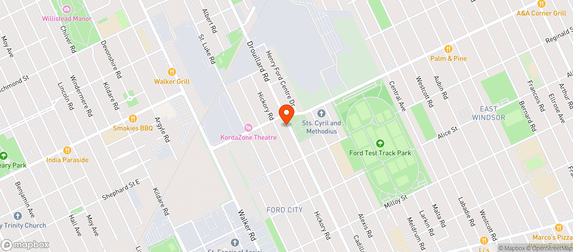 Map showing Greentown