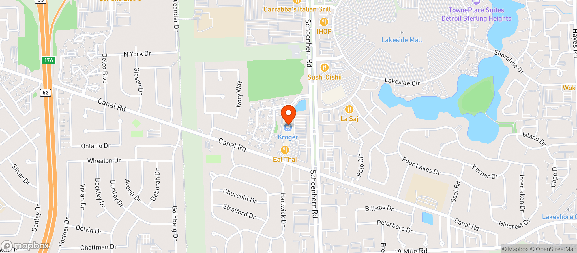 Map showing Kroger