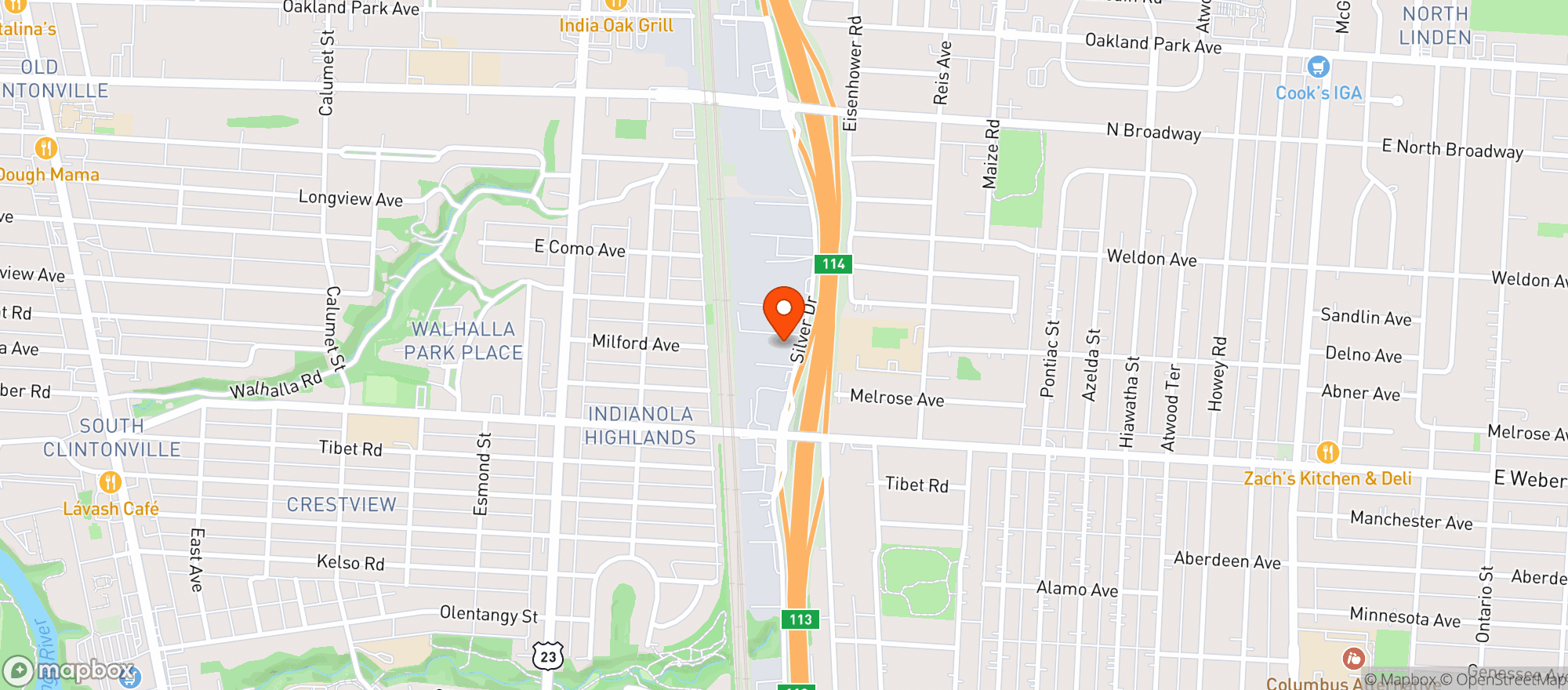 Map showing Columbus Curling Club