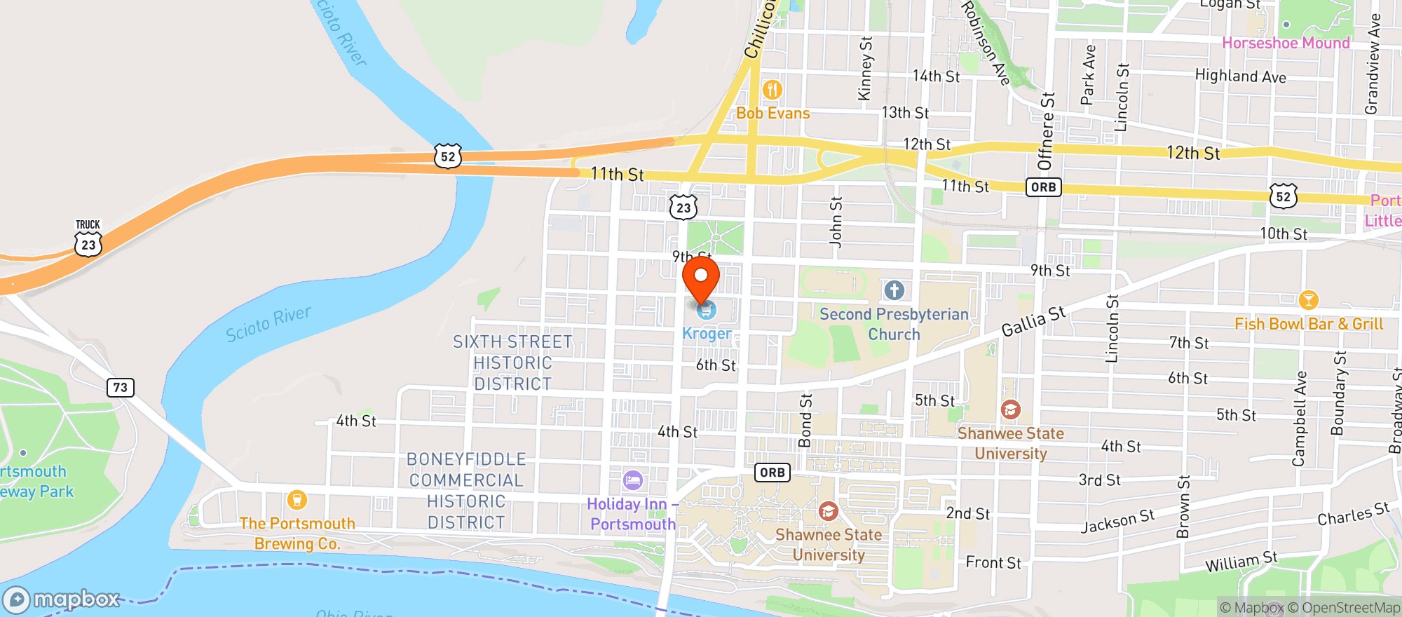 Map showing Kroger Store