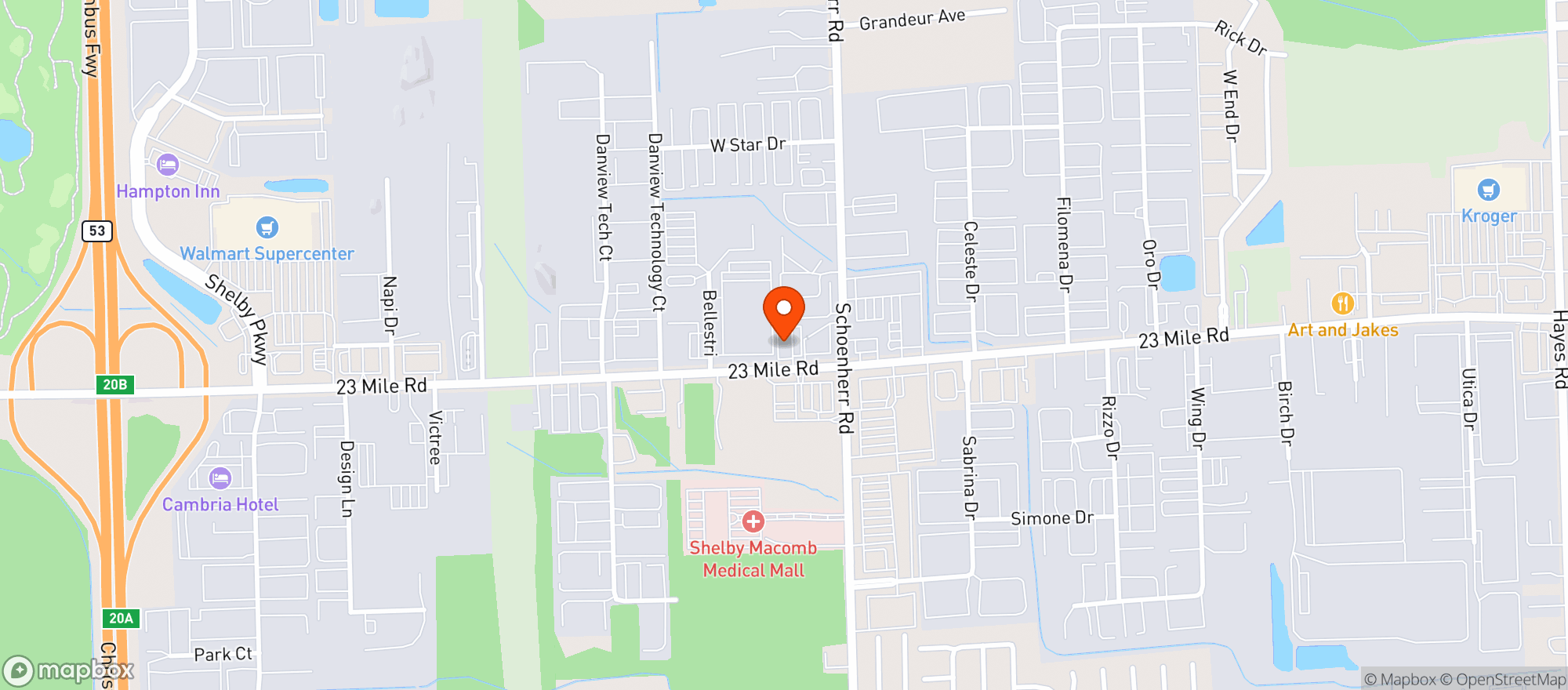 Map showing Picolo's Party Shoppe