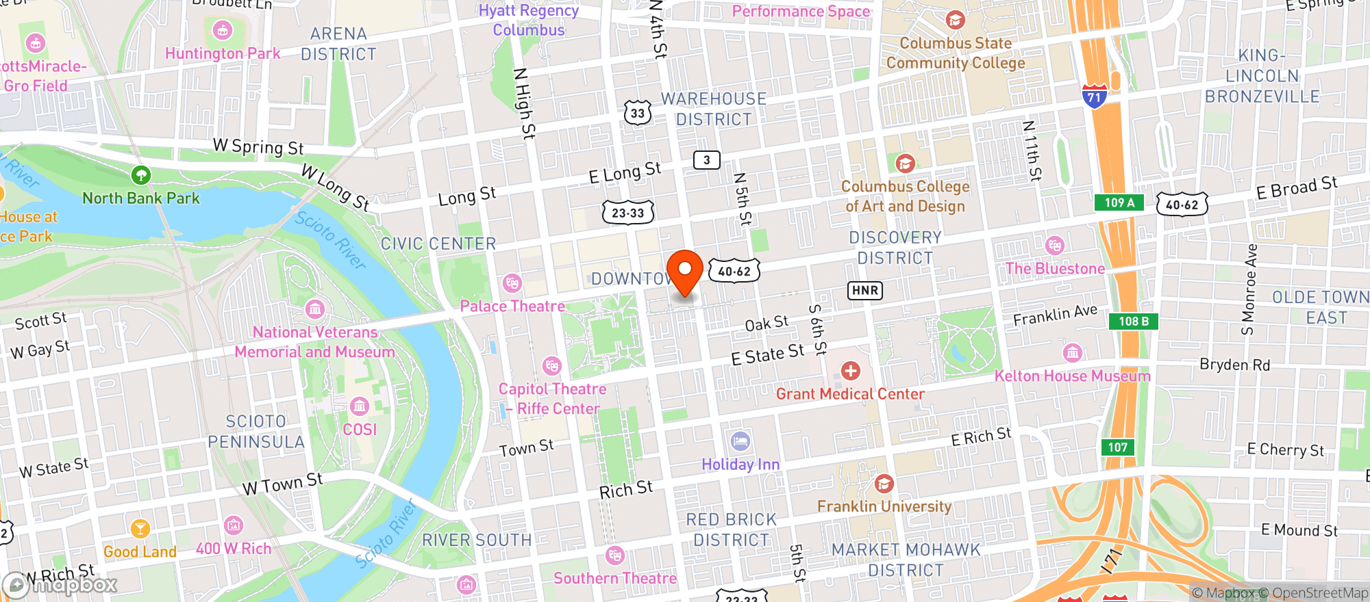 Map showing Butcher & Rose