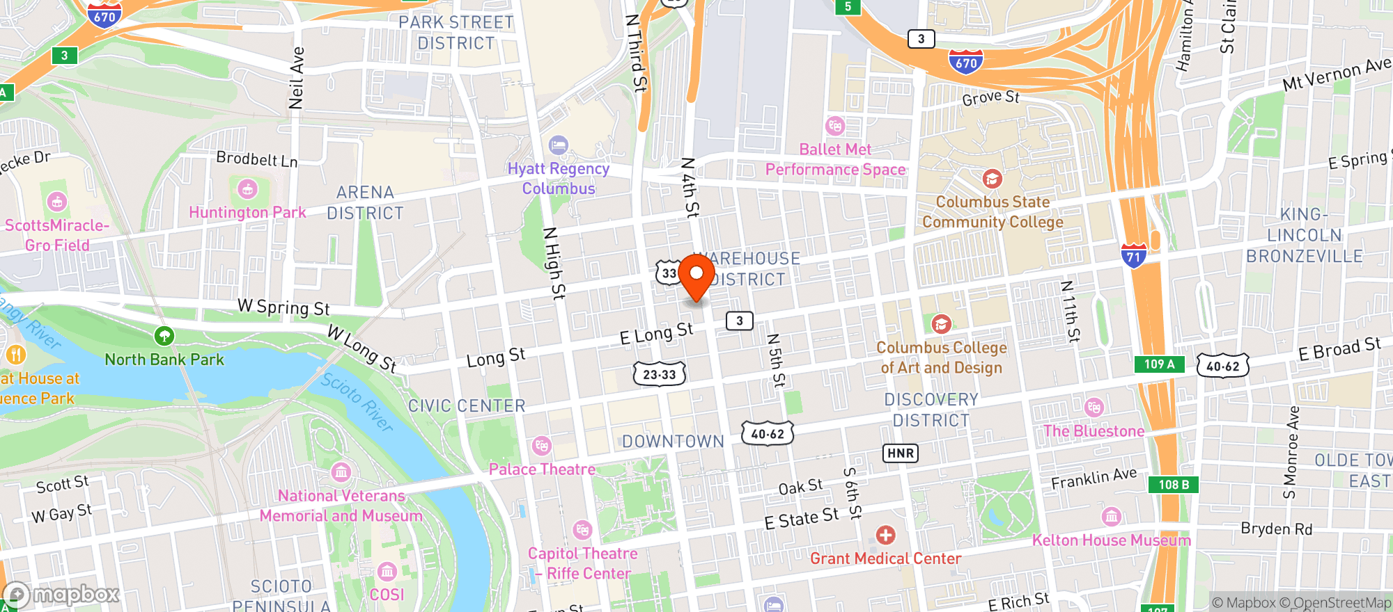 Map showing Pins Mechanical Company