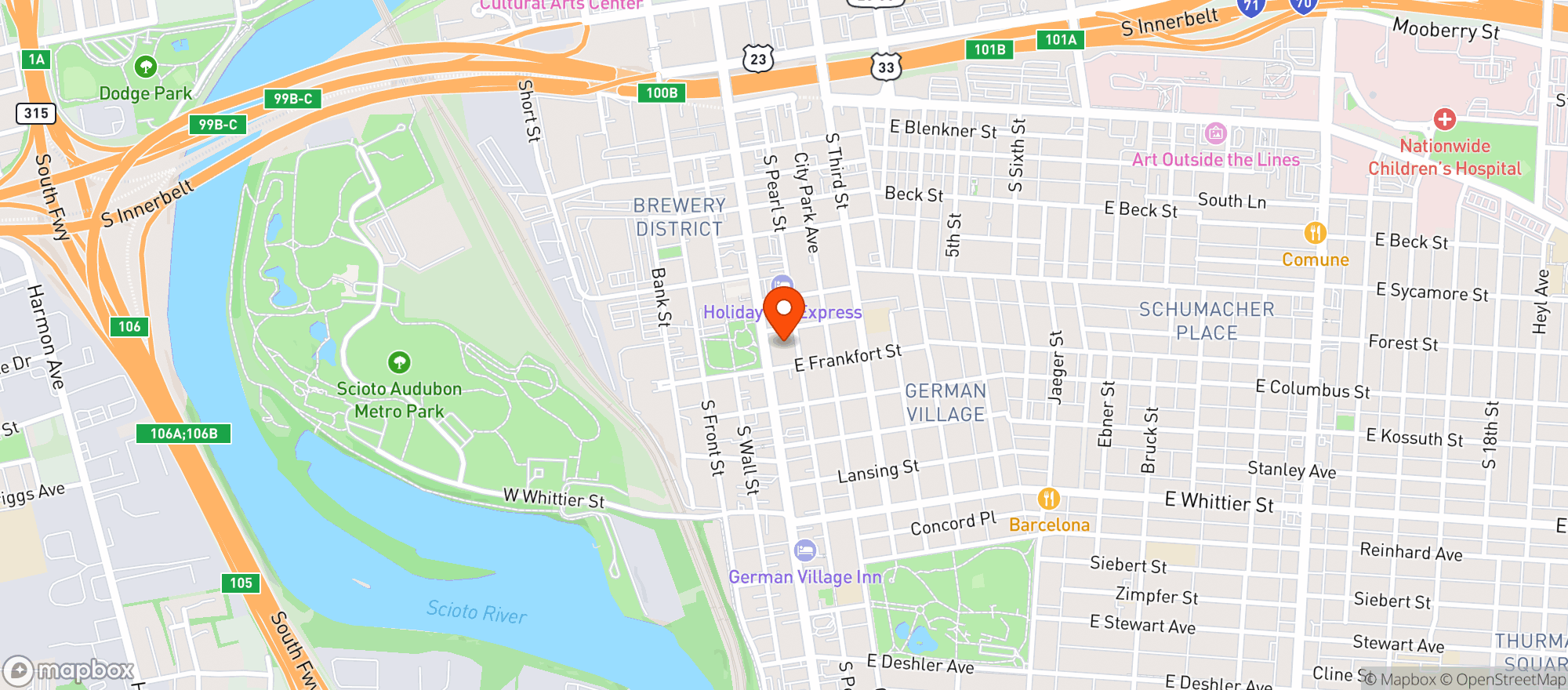 Map showing Antiques On High