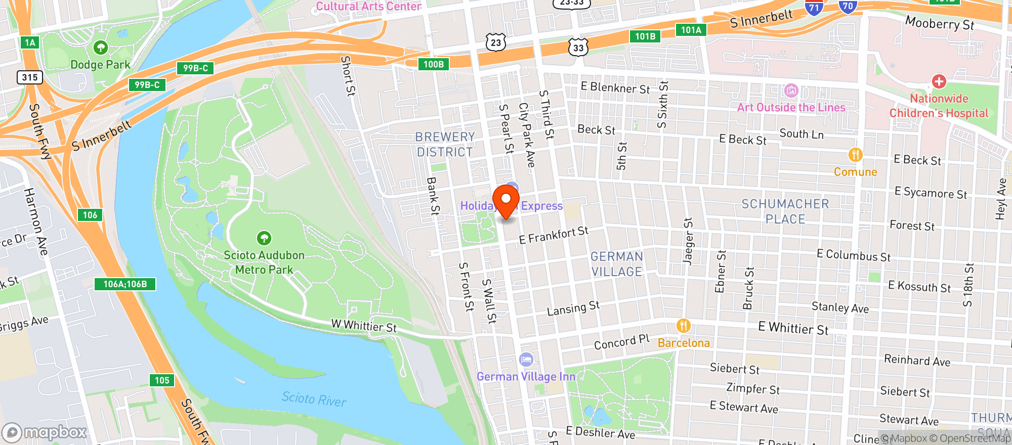 Map showing The Daily Growler - Columbus