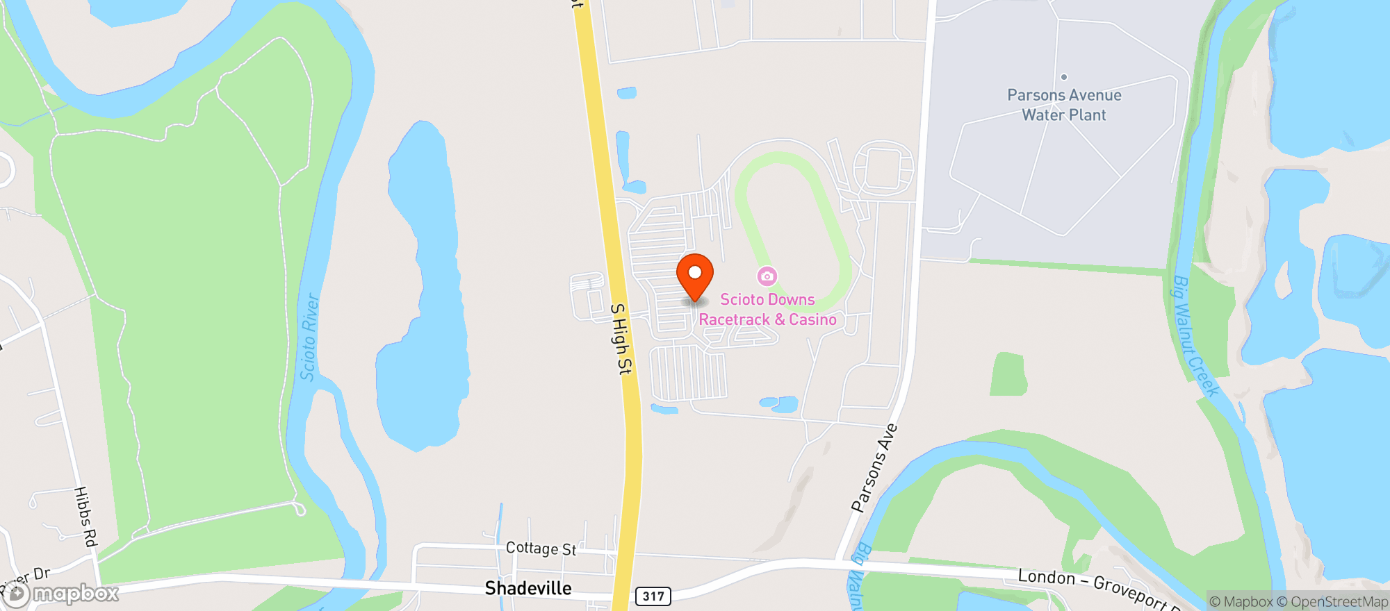 Map showing Brew Brothers Main Racino