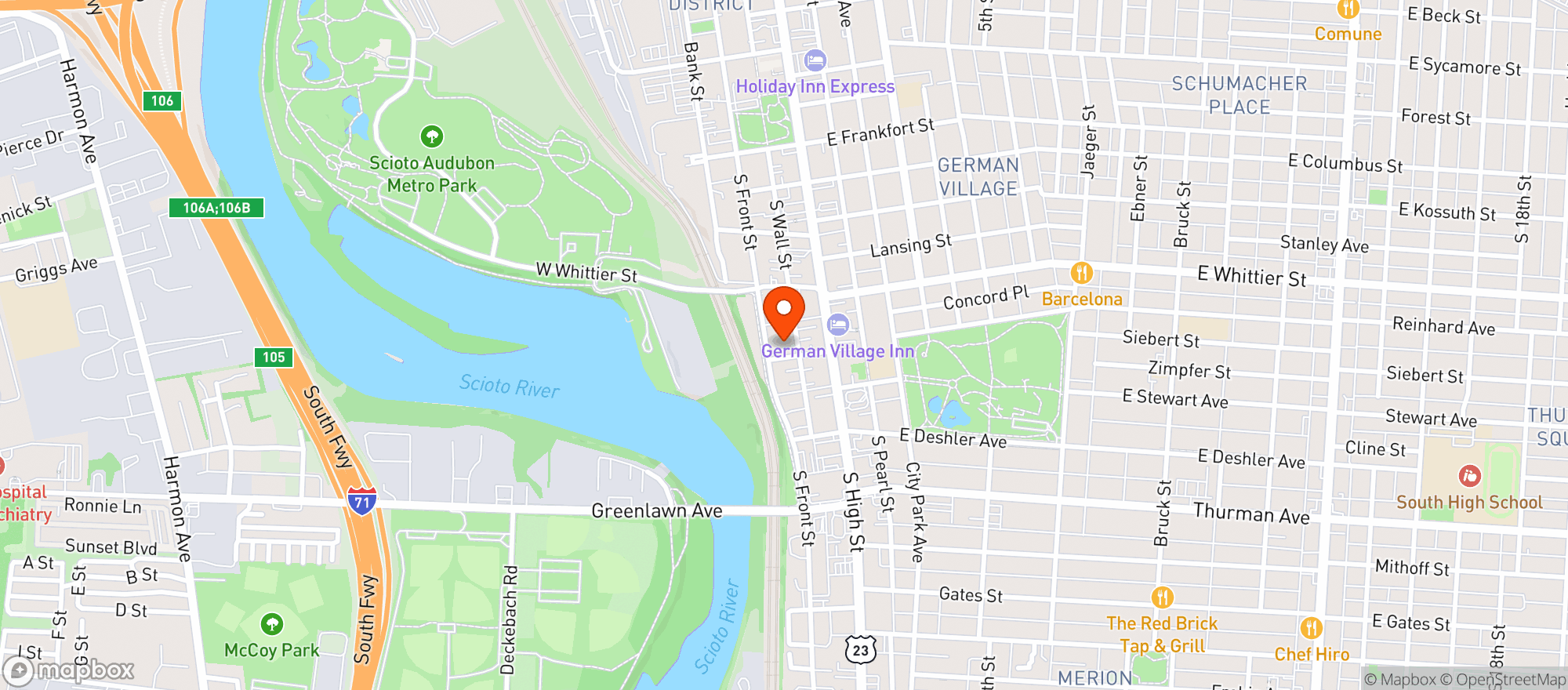 Map showing Harvest Bar & Kitchen