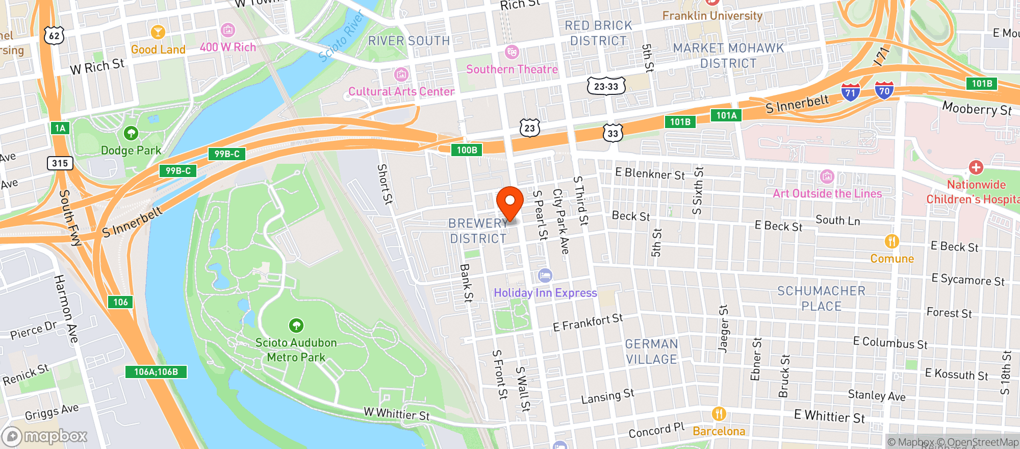 Map showing Tonys Restaurant