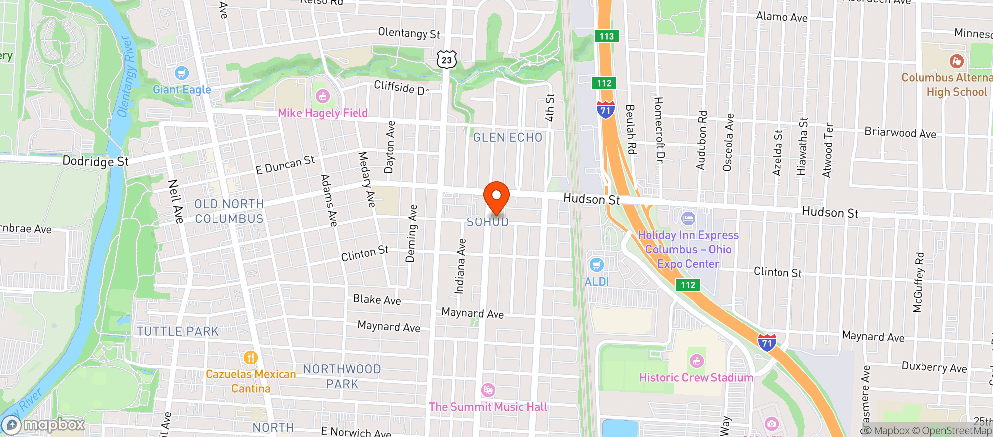 Map showing Jacks Corner Pub