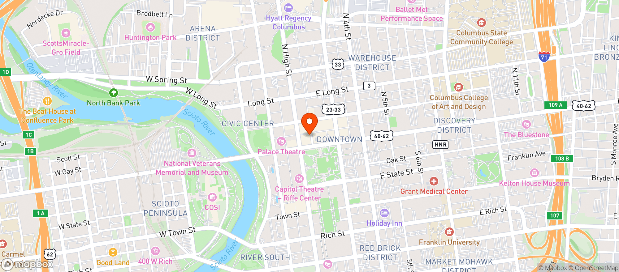Map showing Ringside Cafe