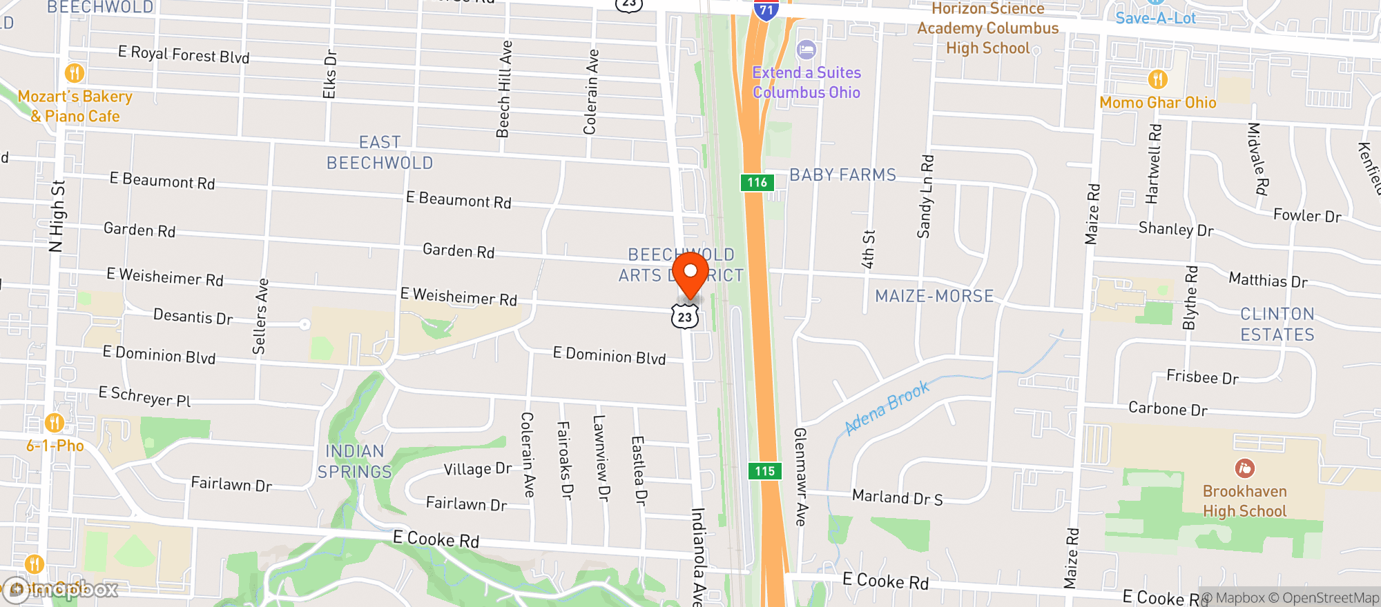 Map showing Rafters Bar & Grill