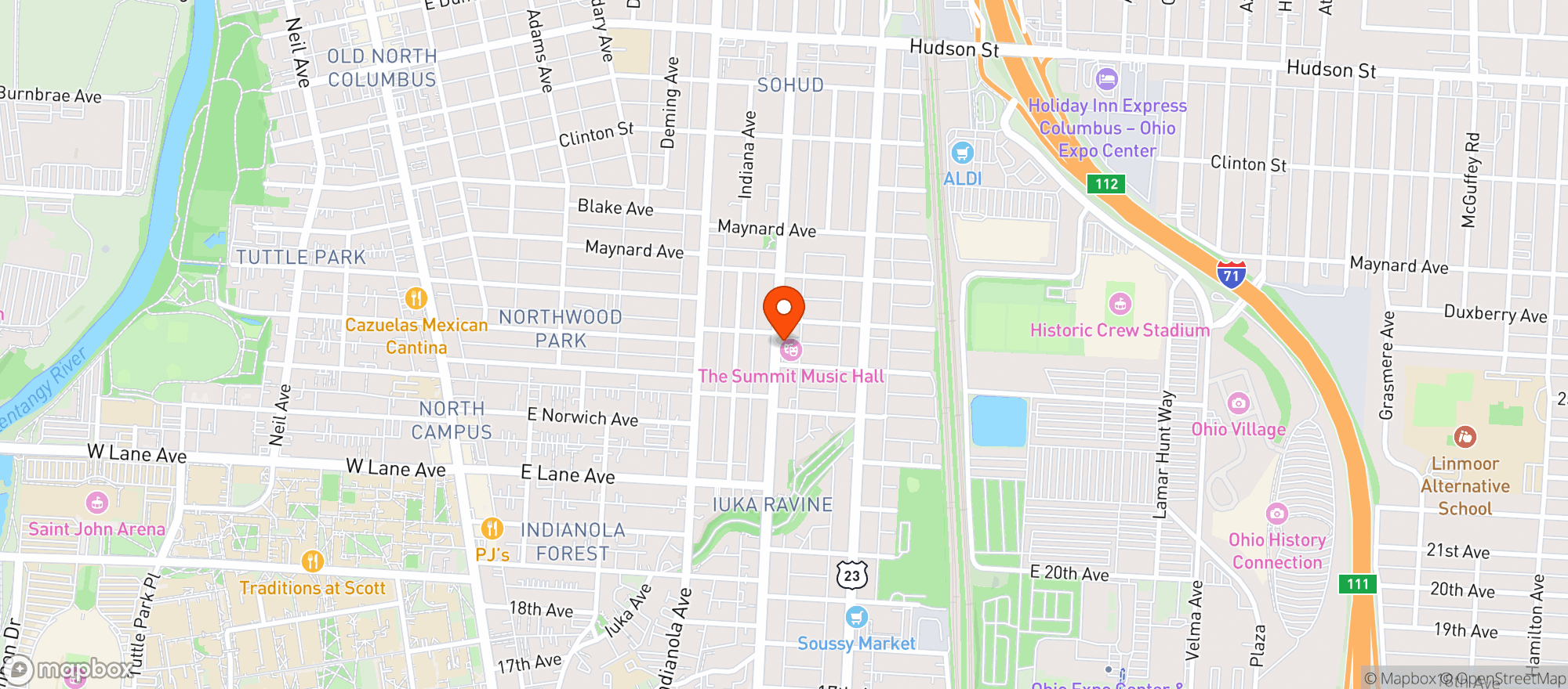 Map showing Cafe Bourbon Street